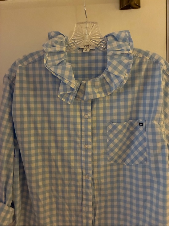 Tops - Re-worked, re-cycled, ruffled collar shirt